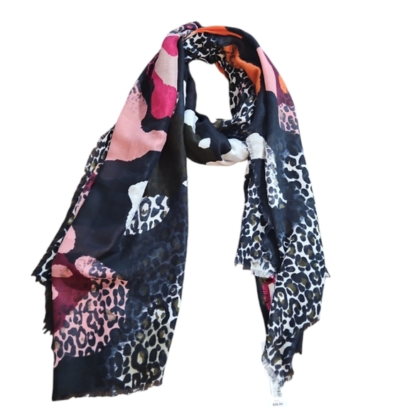 Anna & Ava Animal Print scarf Multi Colorblock Leopard Oblong NWT - Picture 7 of 7